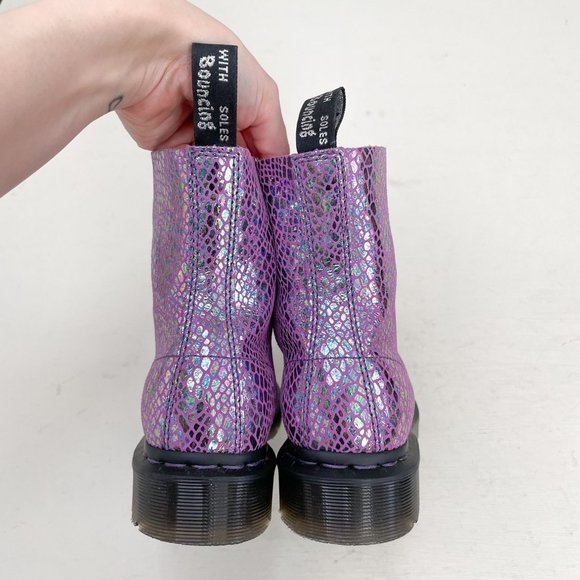 NWOB Dr. Martens Purple Metallic 1460 Pascal Snake Lace Up Boots Women's Size 5 - Picture 6 of 12